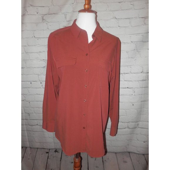 Chico's Tops - Chico's Top 2 Large Brown Button Front Career